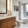 a bathroom with a large window